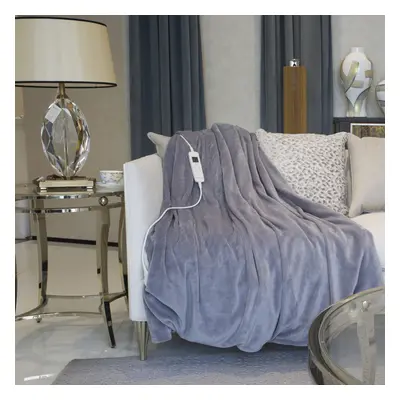 (Grey) Neo Reversible Electric Heated Throw Over Blanket