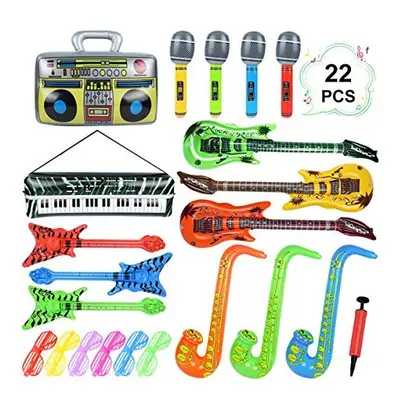 Inflatable Instruments Set 22Pcs, Inflatable Guitar for Kids, Fun Musical Instruments Accessorie