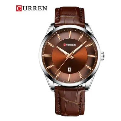 (coffee) Curren Quartz Watches For Men Leather Strap Male Wristwatches Top Luxury Brand Business