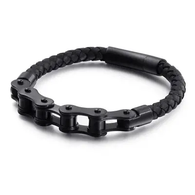 (as the picture, 21cm) Vintage 6mm Brushed Stainless Steel Bike Motorcycle Chain Bracelet For Me