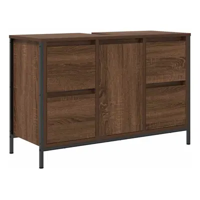 vidaXL Basin Cabinet with Drawers Brown Oak 90x34.5x60 cm