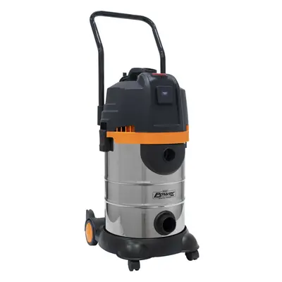 1200W Industrial Wet & Dry Vacuum Cleaner - 30L Bagless Stainless Steel Drum