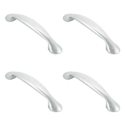 4x Flared Cabinet Pull Handle 165.5 x 23mm 128mm Fixing Centres Chrome