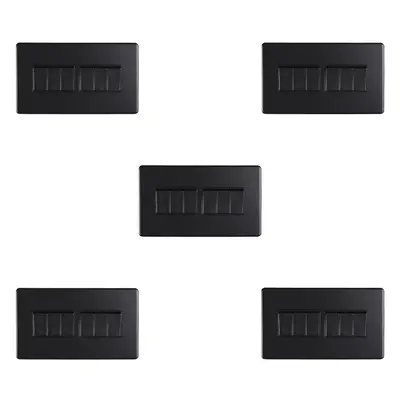 5 PACK Gang Multi Light Switch SCREWLESS MATT BLACK Way 10A Slim Rocker