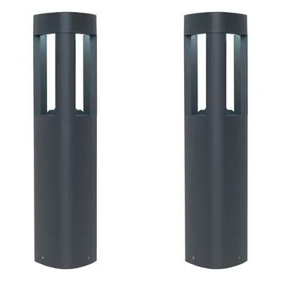 2 PACK Outdoor Post Bollard Light Grey Triangle Modern Driveway Path Lamp LED