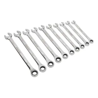 10pc EXTRA LONG Combination Hand Spanner Set - 10mm - 19mm Point Slim Handle