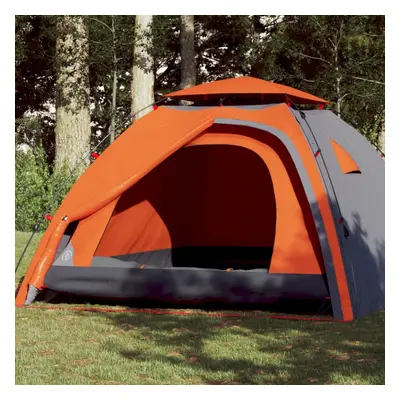 vidaXL Camping Tent Dome 4-Person Grey and Orange Quick Release