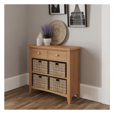 (Brown - 2+4 Drawer) Sideboard 2/3 Drawer 4/6 Woven Wicker Baskets Fully Assembled