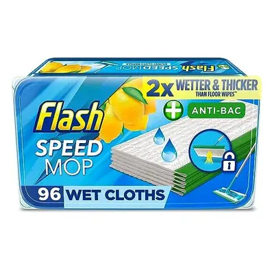 Flash Speedmop Wet Cloth Refills, Mop Refill Pads, Anti Bac Floor Cleaner, Lemon, Count (Pack of