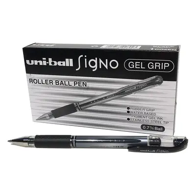 Uni-ball UM151S SigNo Gel Rollerball Comfort Grip 0.7mm Tip 0.5mm Line Black (Pack of 12)