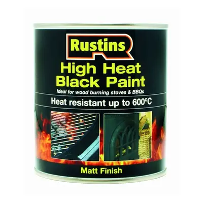 Rustins High Heat Paint Black 500ml