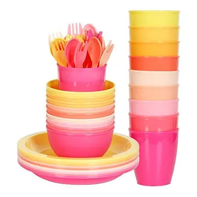 Youngever pcs Plastic Kids Tableware, Re-usable Toddler Dinnerware Set, Dining Set, Cups, Kids P