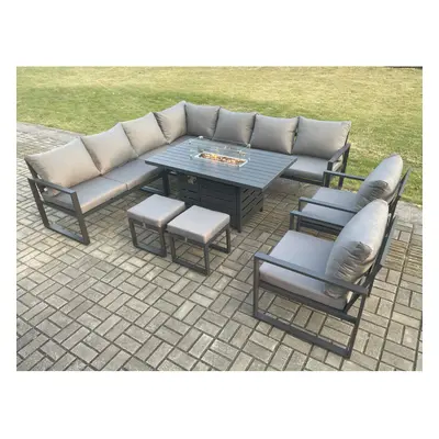 Fimous Aluminium Seater Garden Furniture Outdoor Set Patio Lounge Sofa Gas Fire Pit Dining Table