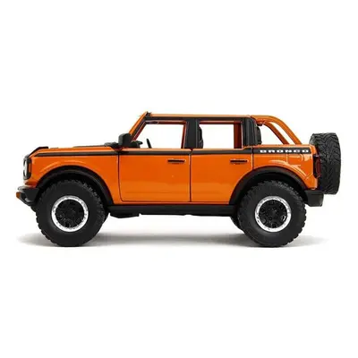 Jada 2021 Ford Bronco Open-Top Orange with Black Stripes & Hood with Extra Wheels Just Trucks Se