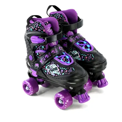 (Purple Small UK 11-1) GEEZY Kids' Adjustable 4-Wheel Roller Skates