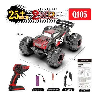 (Q105-red) 1:16 4WD RC Car 70KM/H With Led Lights 2.4G Inductor Remote Control Off-Road Cars Hig