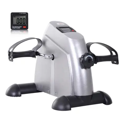 HOMCOM Mini Exercise Bike Portable Pedal Manual Machine Indoor Fitness Silver