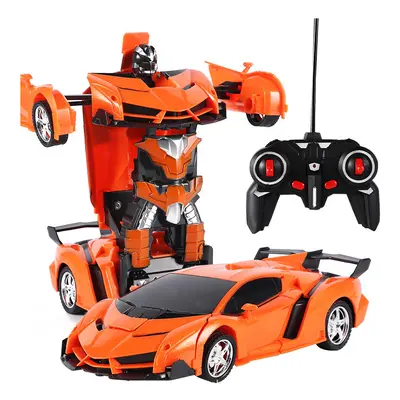 (Orange) RC Robots Car in Electric Toys Transformation Remote Control Sports Deformation Car Rob