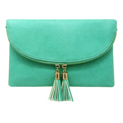 Solene Women's Envelop Clutch Crossbody Bag With Tassels Accent (WU075