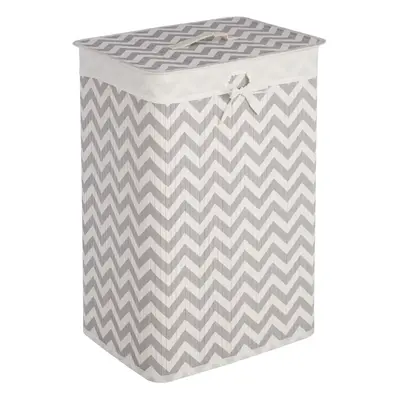 Premier Housewares Kankyo White and Grey Chevron Laundry Hamper