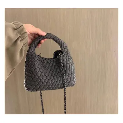 (Gray+pocket+chain) Pure Handmade Woven Small Titt Bag Handbag Female New High -End Mini Chain S