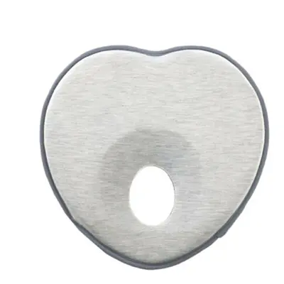 (Grey) Baby Infant Memory Foam Pillow Newborn Heart Shape Prevent Flat Head Support