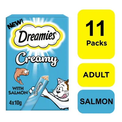 44 x 10g Dreamies Creamy Adult Cat & Kitten Treats Scrumptious Salmon (11x40g)