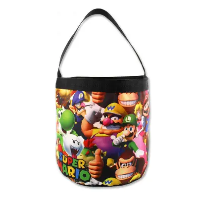 Super Mario Brothers Collapsible Nylon Gift Basket Bucket Tote Bag (On