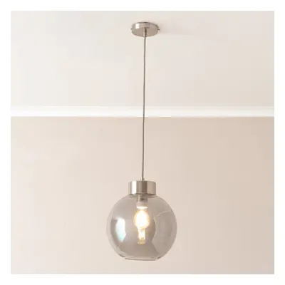 ValueLights Bellamy Smoked Glass Brushed Chrome Cap Ceiling Light