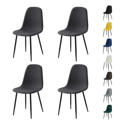 (SET OF 4, DARK GREY) 2/4/6Pcs Fabric Dining Chair with Metal Legs Bella