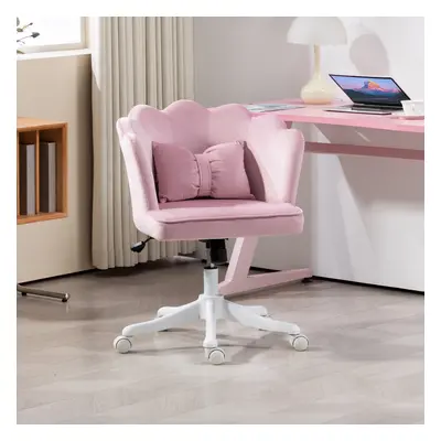 (Pink) HOMCOM Armless Desk Chair Home Office Chair w/ Wide Seat Tilt Function