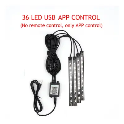 (36 USB APP) LED Car Foot Light Ambient Lamp With USB Wireless Remote Music Control