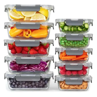 Meal Prep Containers with Lids - Leak Proof food storage containers (10 Lids & Lunch Containers)