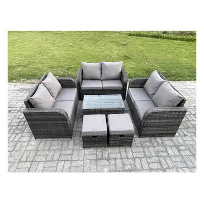 Fimous Outdoor Garden Furniture Sets Seater Wicker Rattan Furniture Sofa Sets with Small Footsto