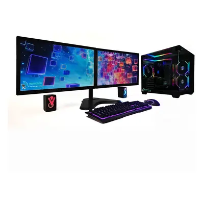 i7 Gaming PC - 32GB RAM/500GB SSD/3TB HDD/WIN11/RTX 6GB - 2x22" Monitors