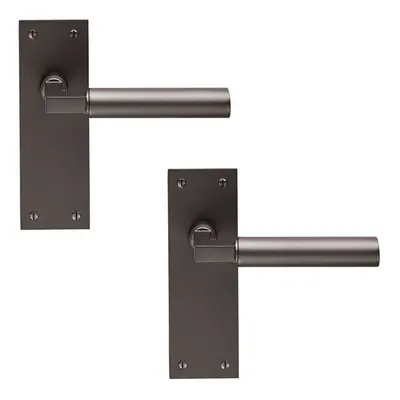 2x PAIR Round Bar Handle on Slim Latch Backplate x 50mm Matt Bronze