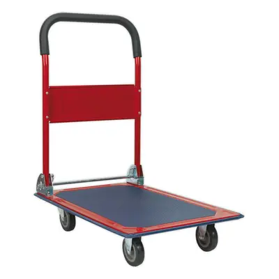 150kg Rigid Platform Truck - Folding Handles - Rubberised Deck - Bumper Strip