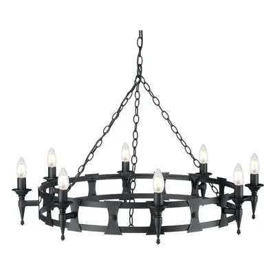 8 Bulb Chandelier Hanging Pendant LIght Black LED E14 60W Bulb