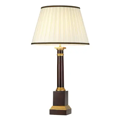 Table Lamp Ivory with Black and Gold trim Shade Oxblood LED E27 60w Bulb