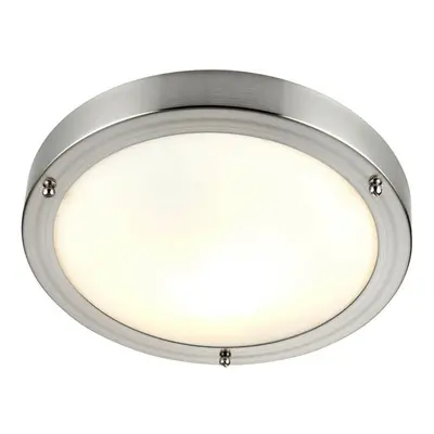 IP44 Outdoor Dimmable Bulkhead Light Satin Nickel Bathroom Flush Ceiling Lamp