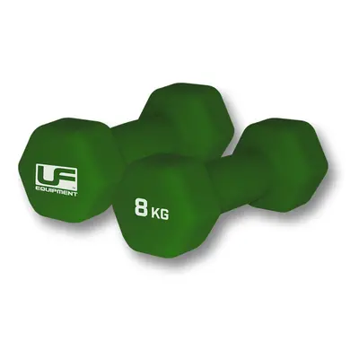 Dumb-Bell Pair - 2x 8kg Green Dumbbells - Neoprene Coated Slip Free Gym Workout