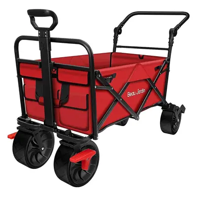 BEAU JARDIN Festival Trolley Folding Wagon with Brake Camping Trolley 220KG 150L Capacity Beach 