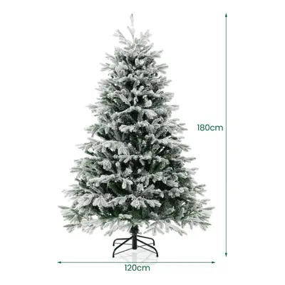 6FT Pre-Lit Artificial Christmas Tree Snow-flocked Xmas Tree LED Lights