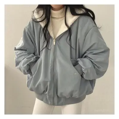 (blue, XXXL) Autumn Thicken Parkas Women Casual Hooded Jacket Winter Comfortable Double Layer Ko