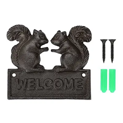 Double Squirrel Welcome Sign Vintage Style Heavy Duty Welcome Sign Cast Iron Garden Ornament Wel