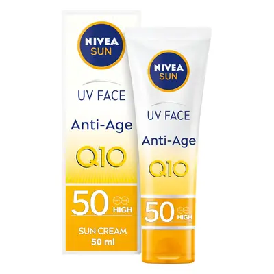 NIVEA Sun UV Face Anti-Age SPF Cream (50ml) Q10 Sun Cream Protects Against UVA/UVB Rays and Prem