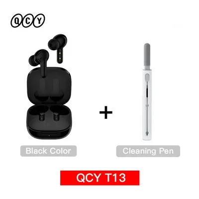 (Black with ClearPen) QCY T13 Wireless Smart Headphone BT5.1 TWS Earphone Mic ENC HD Call