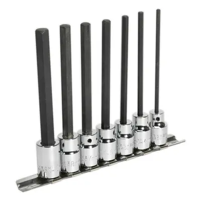 7pc Hex Socket Bit Set 3/8" Square Drive 3mm to 10mm - 110mm Long Shaft S2 Steel