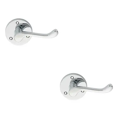 2x PAIR Victorian Scroll Lever on 58mm Round Rose Polished Chrome Door Handle