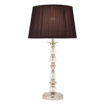 Diana Luxury 550mm Table Lamp Bright Nickel Black Shade Traditional Bulb Holder